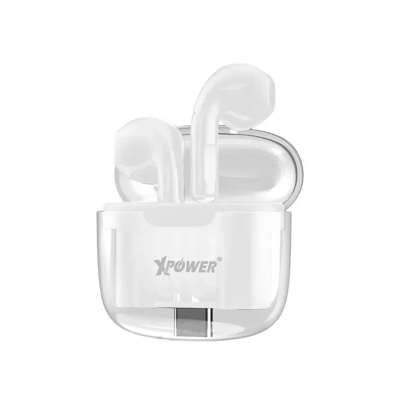 XPower BSE10+ True Wireless Bluetooth 5.3 Earbuds - Transparent White - Tashqila XPower BSE10+ True Wireless Bluetooth 5.3 Earbuds - Transparent White - Tashqila